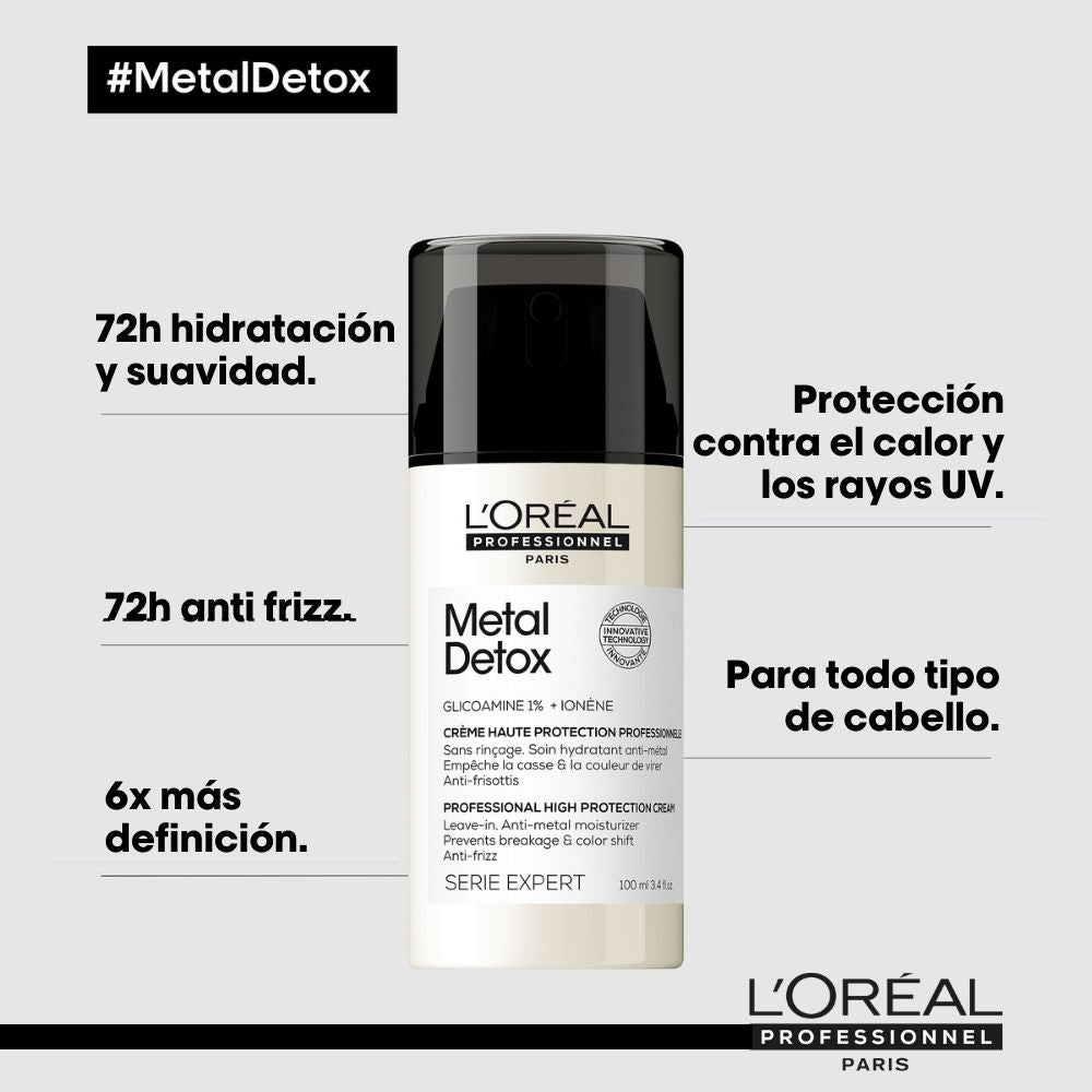 Crema para peinar protección UV Metal Detox Anti-Quiebre para Cabello Dañado 100ml Loreal Professionnel