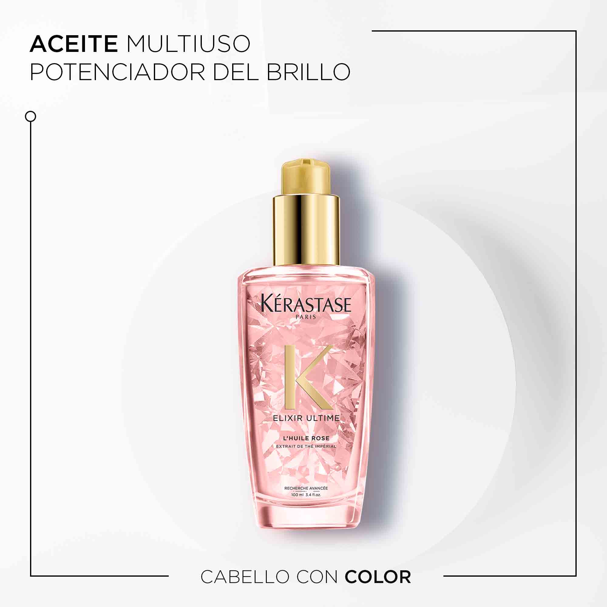 Aceite Kérastase Elixir Ultime Ultime Rose brillo cabello con color 100ml