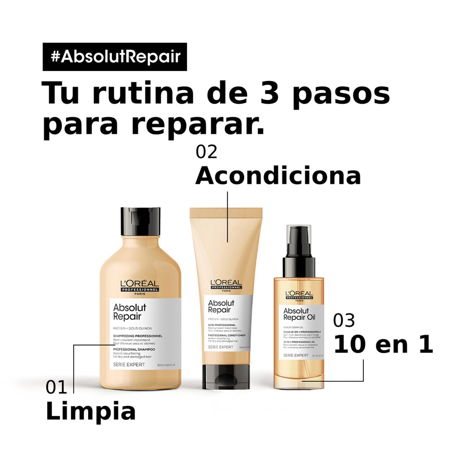 Shampoo Absolut Repair reparación cabello dañado Loreal professionnel 300ml