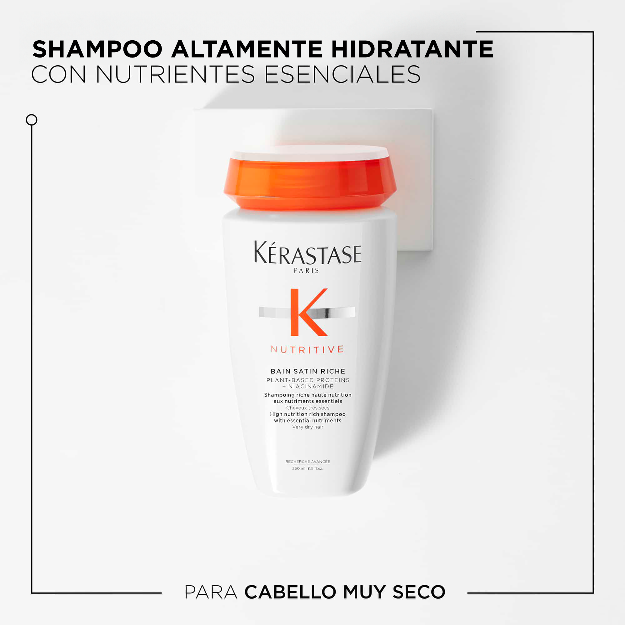 Shampoo Bain Satin Riche Kérastase Nutritive Nutrición Intensa Del Cabello 250ml