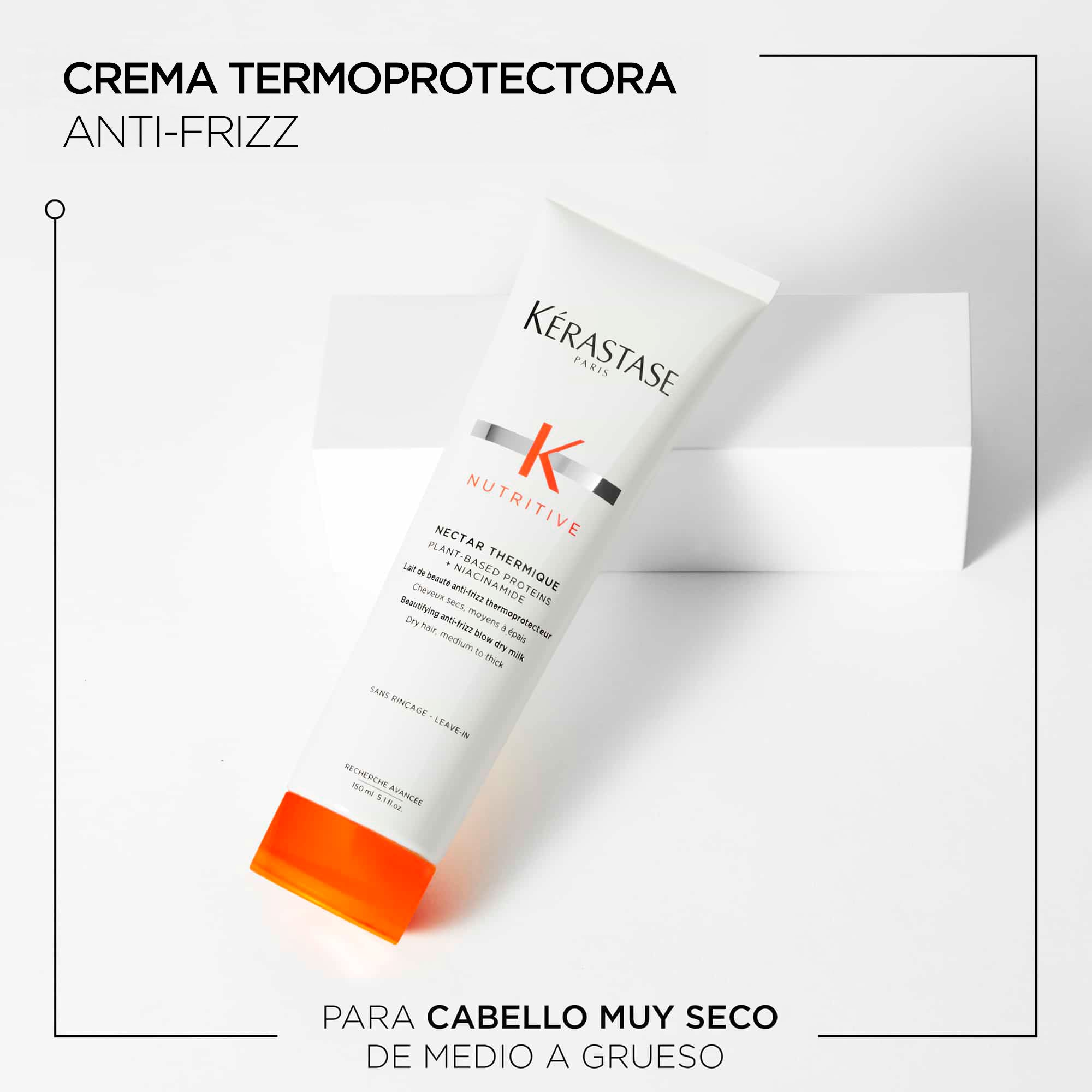 Crema Nutritive Nectar Thermique antifrizz y termoprotectora para cabello seco 150ml